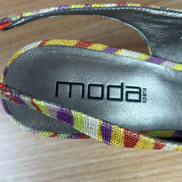 MODA Womens High Heels Slingbacks Shoes 9M Multicolor Zebra Stripe Gum - Picture 3 of 16
